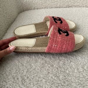 Chanel Boucle Slide Sandals
